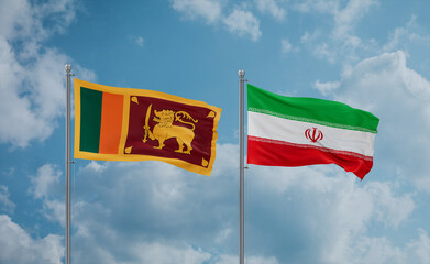 Iran and Sri Lanka flags, country relationship concept