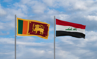 Iraq and Sri Lanka flags, country relationship concept