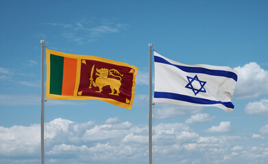 Israel and Sri Lanka flags, country relationship concept