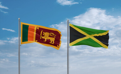 Jamaica and Sri Lanka flags, country relationship concept