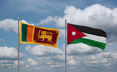 Jordan and Sri Lanka flags, country relationship concept