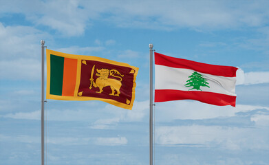 Lebanon and Sri Lanka flags, country relationship concept