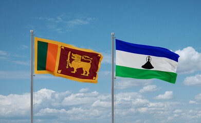 Lesotho and Sri Lanka flags, country relationship concept