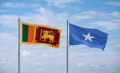 Somalia and Sri Lanka flags, country relationship concept