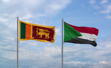Sudan and Sri Lanka flags, country relationship concept