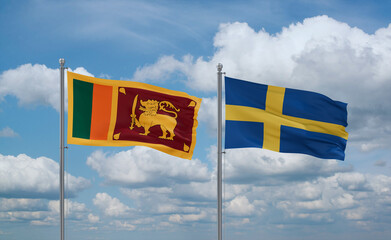 Sweden and Sri Lanka flags, country relationship concept