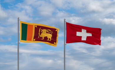 Switzerland and Sri Lanka flags, country relationship concept