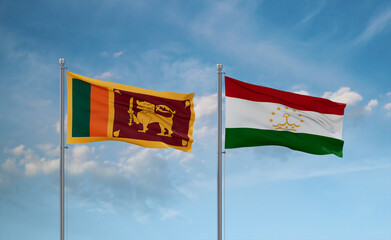 Tajikistan and Sri Lanka flags, country relationship concept