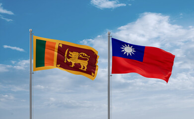 Taiwan and Sri Lanka flags, country relationship concept