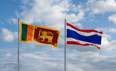 Thailand and Sri Lanka flags, country relationship concept