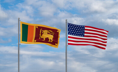 USA and Sri Lanka flags, country relationship concepts