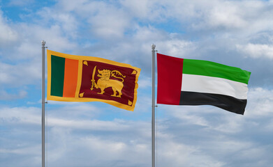 UAE and Sri Lanka flags, country relationship concept