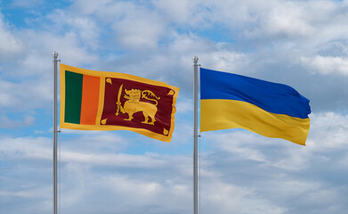 Ukraine and Sri Lanka flags, country relationship concept