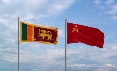 Soviet Union and Sri Lanka flags, country relationship concept