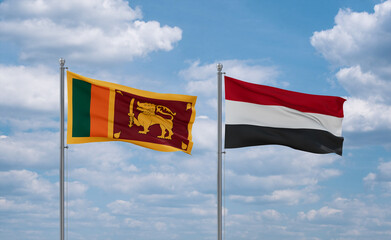Yemen and Sri Lanka flags, country relationship concept