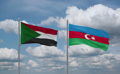 Azerbaijan and Sudan flags, country relationship concept