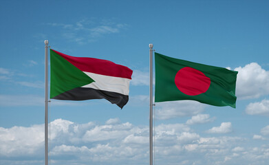 Bangladesh and Sudan flags, country relationship concept