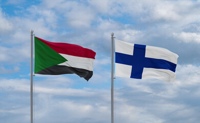 Finland and Sudan flags, country relationship concept