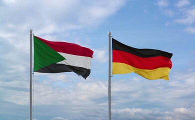 Germany and Sudan flags, country relationship concept