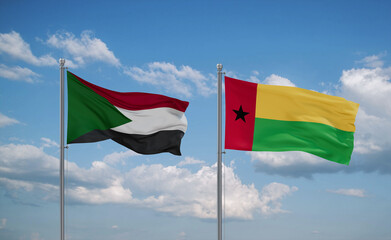 Guinea-Bissau and Sudan flags, country relationship concept