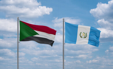 Guatemala and Sudan flags, country relationship concept