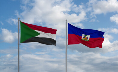 Haiti and Sudan flags, country relationship concept