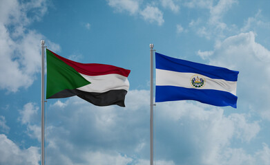 Salvador and Sudan flags, country relationship concept