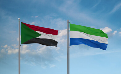 Sierra Leone and Sudan flags, country relationship concept