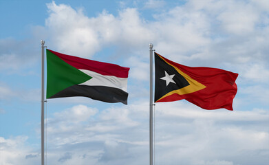 East Timor and Sudan flags, country relationship concept