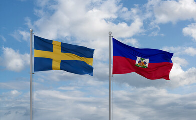 Haiti and Sweden flags, country relationship concept