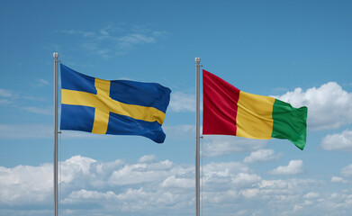 Guinea and Sweden flags, country relationship concept