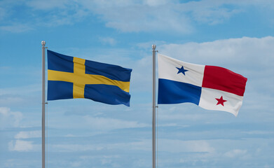 Panama and Sweden flags, country relationship concept