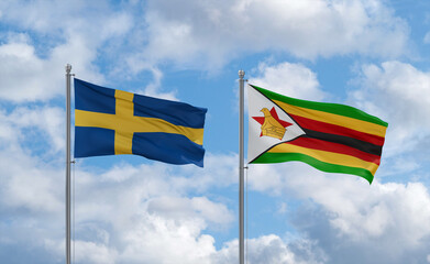 Zimbabwe and Sweden flags, country relationship concept