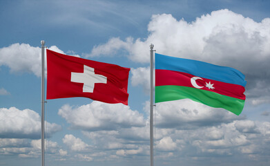 Azerbaijan and Switzerland flags, country relationship concept