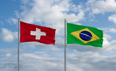Switzerland and Brazil flags, country relationship concept - 669274685