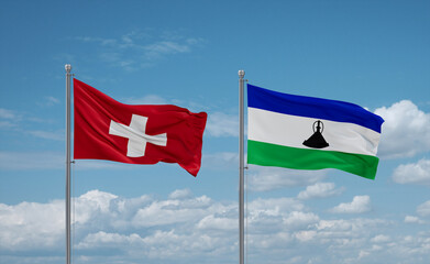 Lesotho and Switzerland flags, country relationship concept
