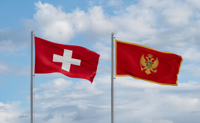 Montenegro and Switzerland flags, country relationship concept