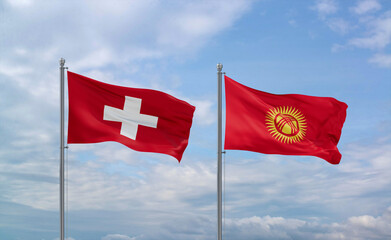 Kyrgyzstan and Switzerland flags, country relationship concept