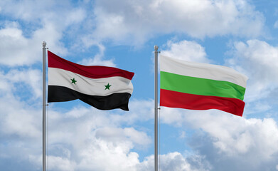 Bulgaria and Syrian flags, country relationship concept