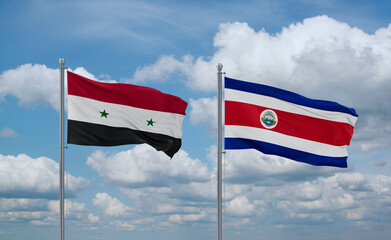 Costa Rico and Syrian flags, country relationship concept