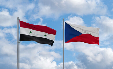 Czech Republic and Syrian flags, country relationship concept