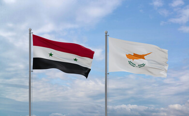 Cyprus and Syrian flags, country relationship concept