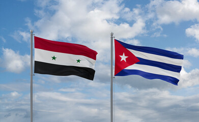 Cuba and Syrian flags, country relationship concept