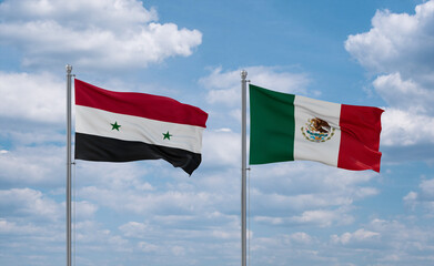 Mexico and Syrian flags, country relationship concept