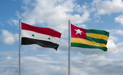 Togo and Syrian flags, country relationship concept