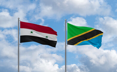 Tanzania and Syrian flags, country relationship concept