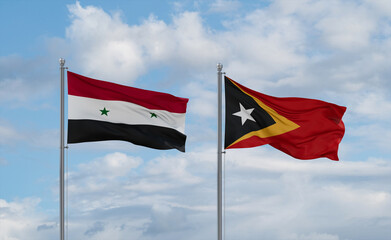 East Timor and Syrian flags, country relationship concept