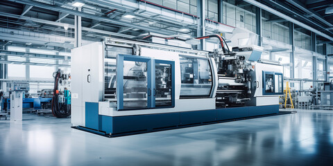 A modern factory with high - tech milling machines - obrazy, fototapety, plakaty