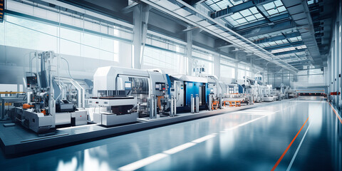 A modern factory with high - tech milling machines - obrazy, fototapety, plakaty
