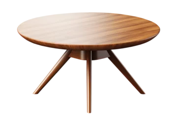 Fotobehang wooden round table with three legs, isolated © aninna